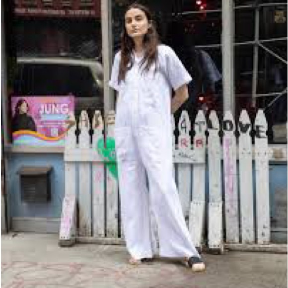 ILANA KOHN mabel coverall jumpsuit white linen size small NWOT - Picture 2 of 16